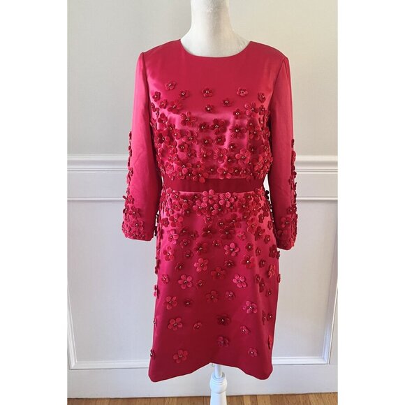 Hobbs London Lavinia Dress Hand Sewn Floral Red 10 - Picture 5 of 13
